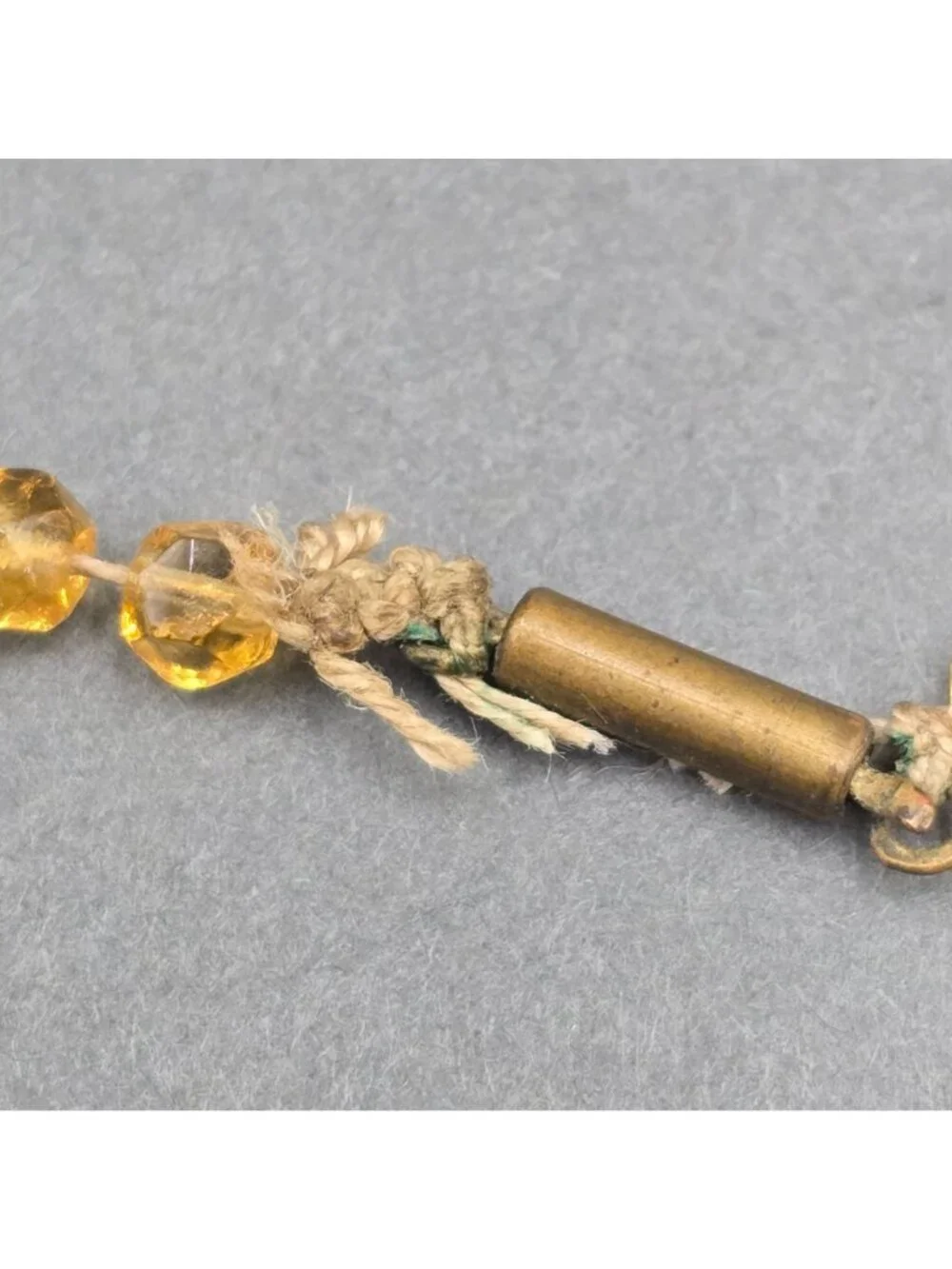 Art Deco Citrine Crystal Necklace Vintage Graduated Cut Bohemian Glass Bead Stat - Picture 12 of 16